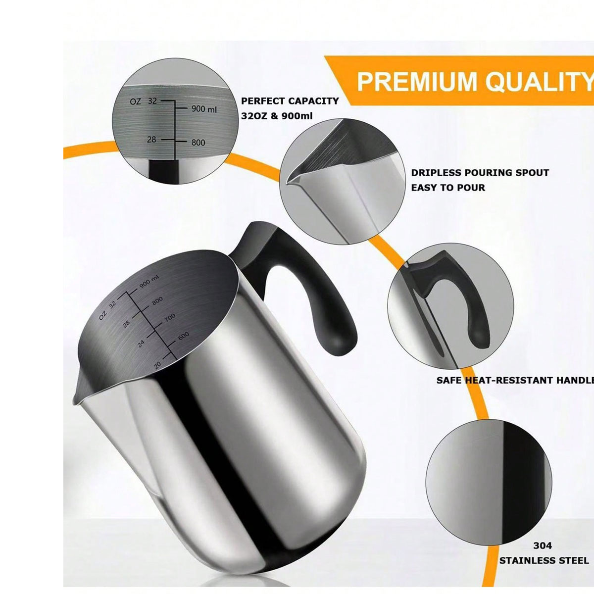 Barista Milk Jug - 304 스테인리스 스틸 커피 라떼 아트