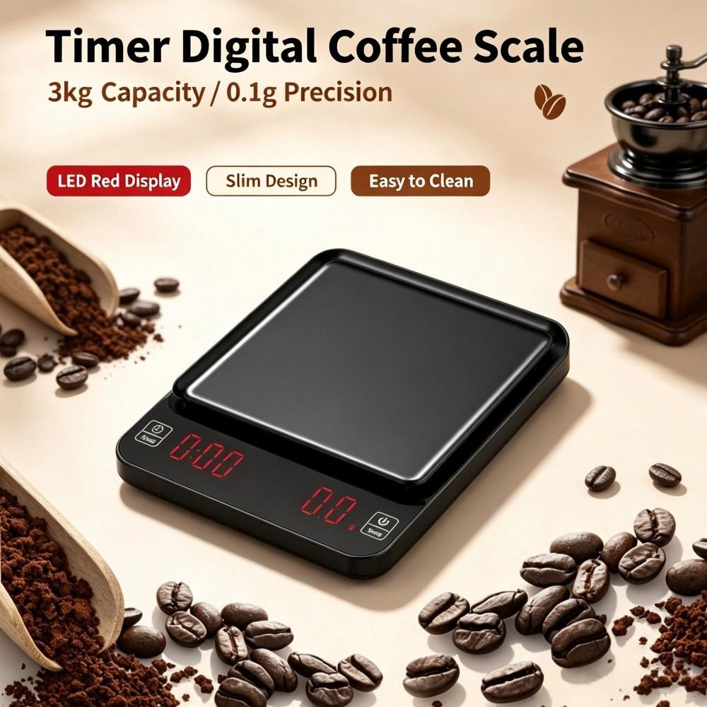 Coffee & Tea Difabis - 3kg/0.1g 고정밀 디지털 커피 저울, LED