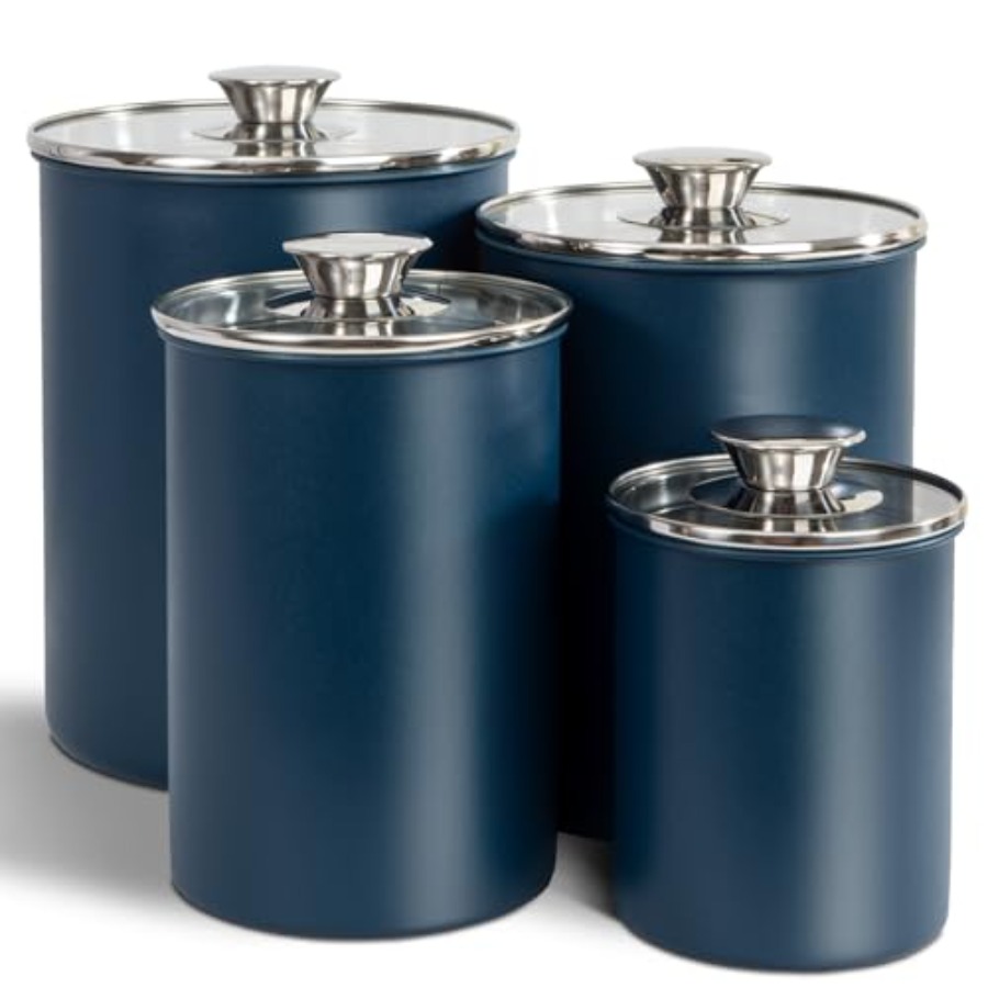 Coffee Tea Sugar Canisters - 스테인리스 스틸 식품 보관 용기 4종