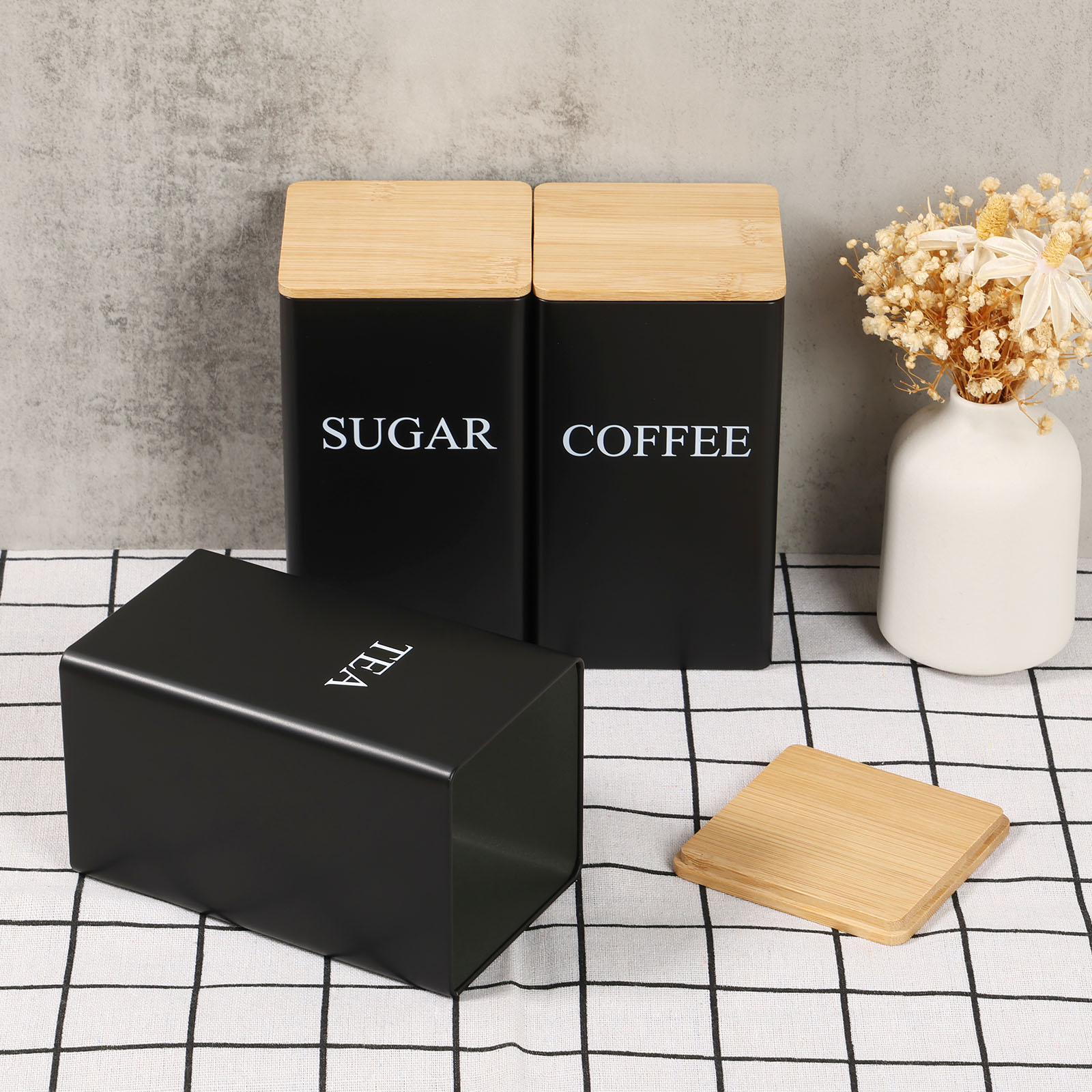 Coffee Tea Sugar Canisters - 커피 콩 저장 용기 금속 커피