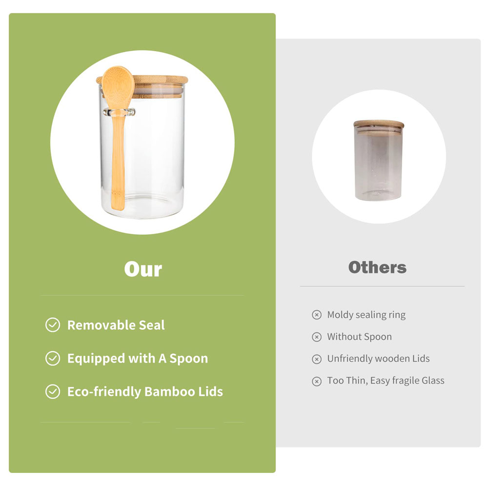 밀폐형 식품 보관 플라스틱 용기, 나무 숟가락과 뚜껑이 - Coffee Tea Sugar Canisters 리뷰 및 가격