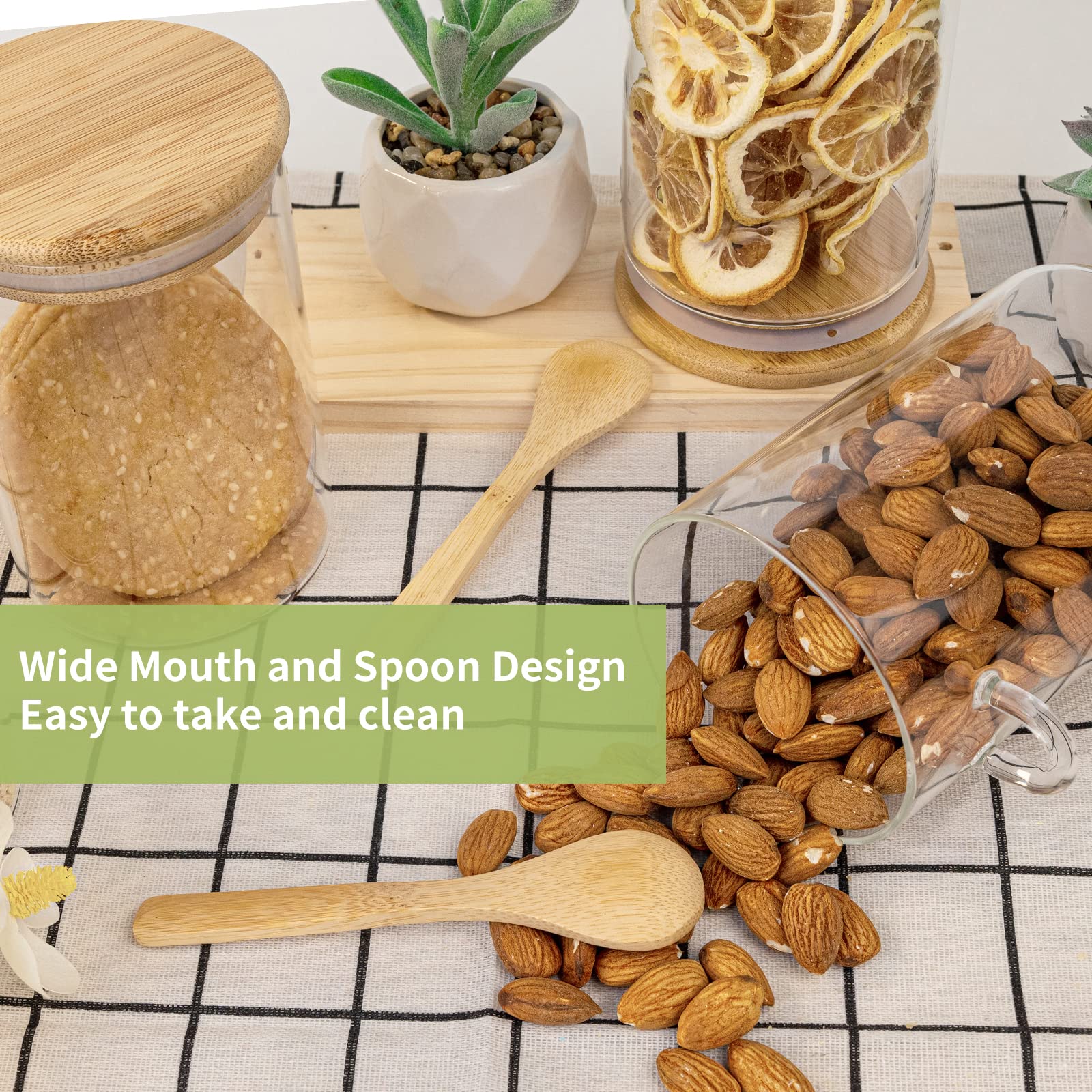 밀폐형 식품 보관 플라스틱 용기, 나무 숟가락과 뚜껑이 - Coffee Tea Sugar Canisters 리뷰 및 가격