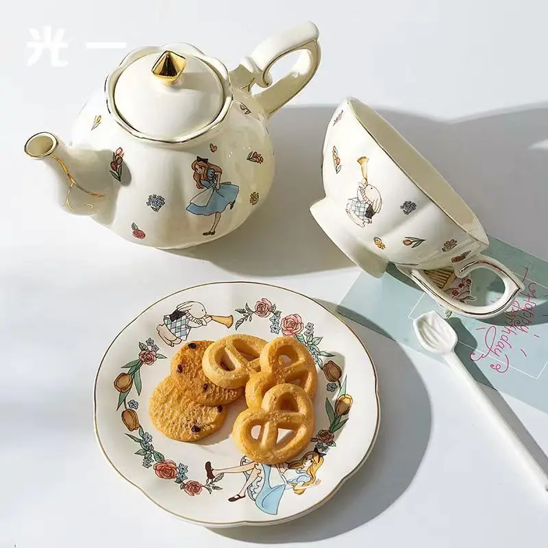 앨리스 세라믹 티&커피 세트 (토끼 디자인) 고급 생일 - Tea Coffee Pot Set 리뷰 및 가격