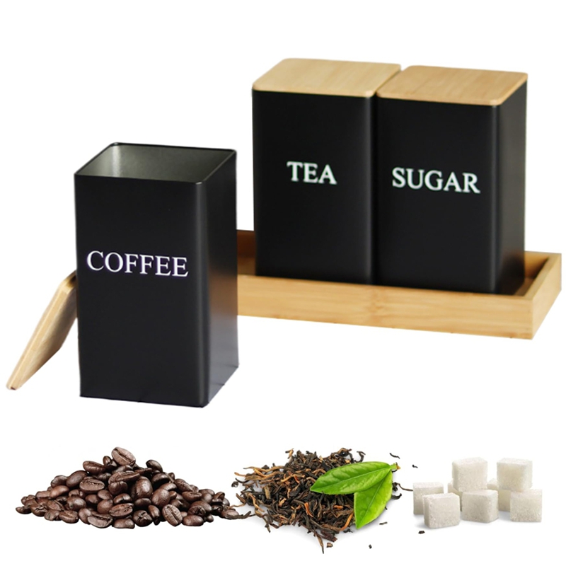 3종 세트 차 커피 설탕 보관 용기 세트(트레이 포함) - Coffee Tea Sugar Canisters 리뷰 및 가격