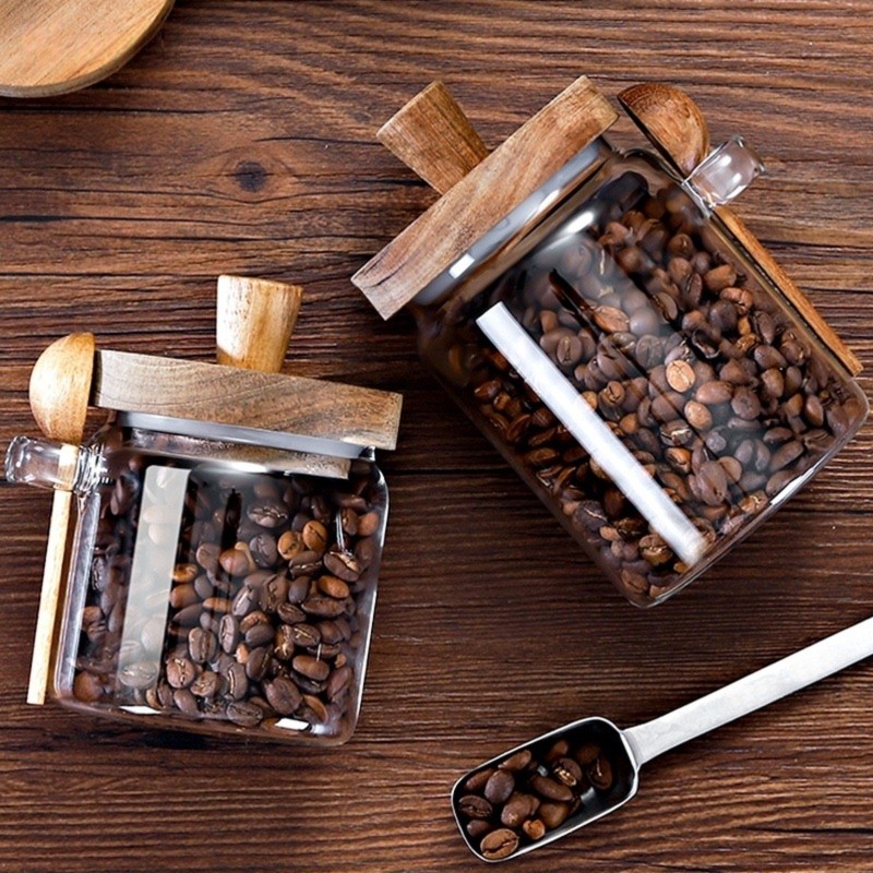 ABJI-유리병 나무 뚜껑과 스푼 포함 13&20&30 - Coffee Tea Sugar Canisters 리뷰 및 가격