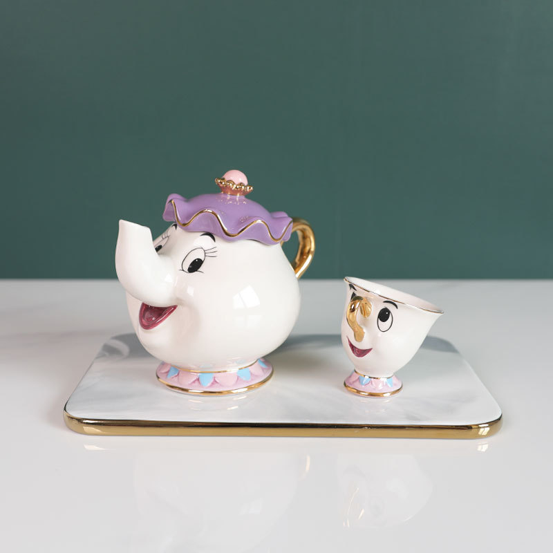 뜨거운 차 주전자 만화 미녀와 야수 커피 포트 머그컵  - Tea Coffee Pot Set 리뷰 및 가격