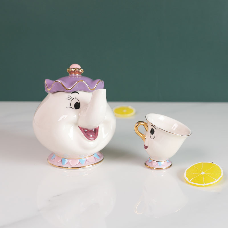 뜨거운 차 주전자 만화 미녀와 야수 커피 포트 머그컵  - Tea Coffee Pot Set 리뷰 및 가격