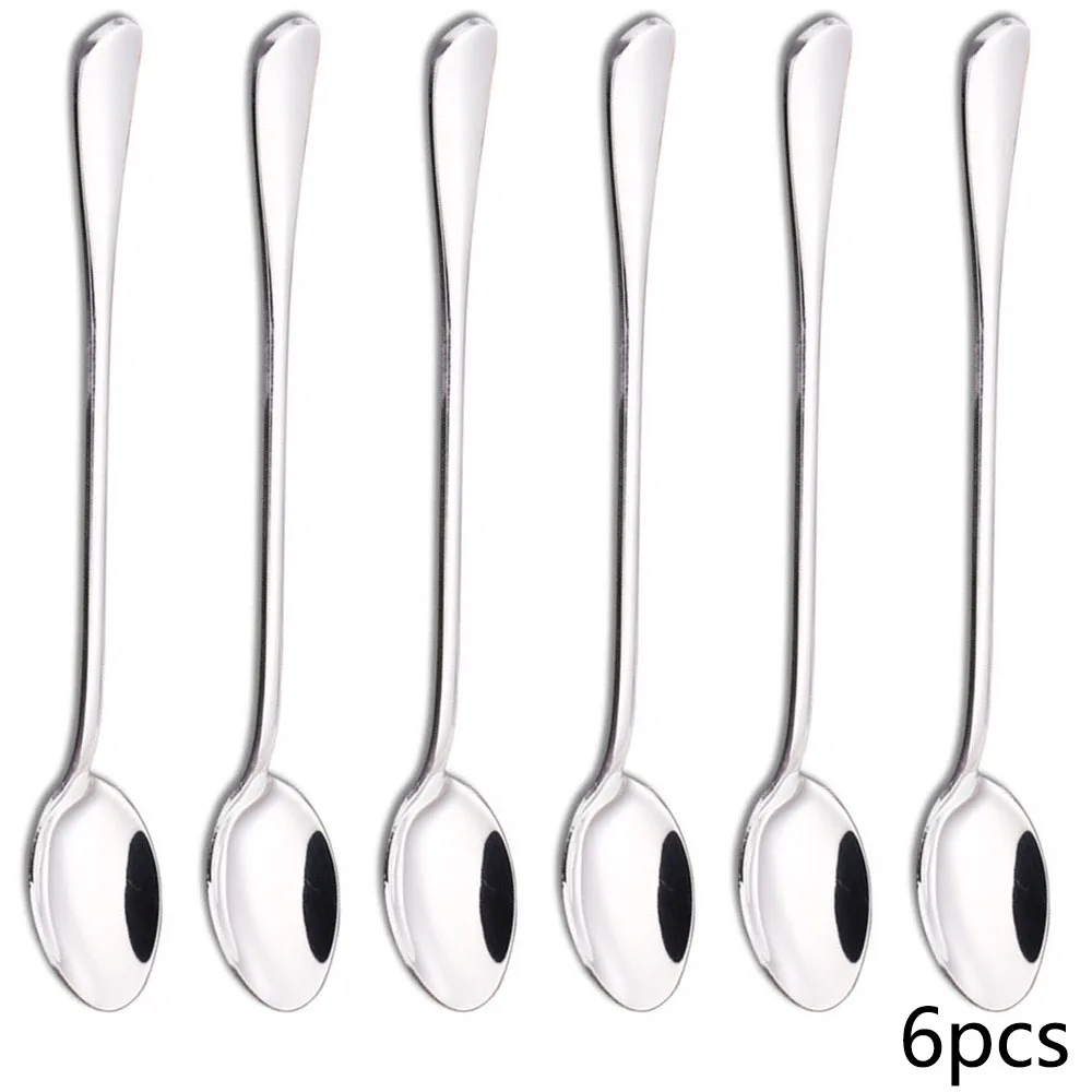 6PCS 20cm 긴 손잡이 숟가락, 스테인레스 스틸  - Coffee & Tea Difabis 리뷰 및 가격