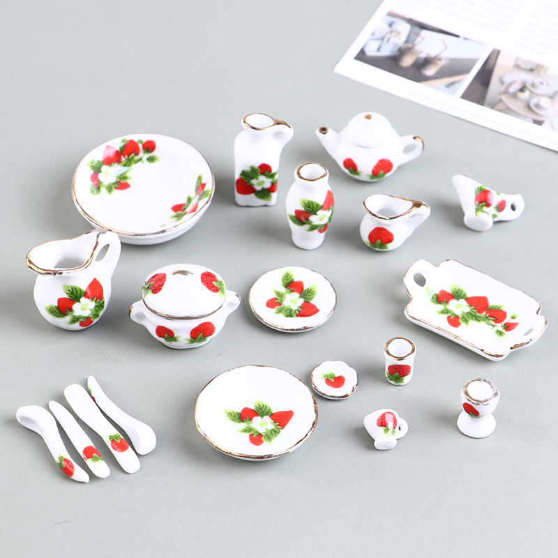 1:12 미니어처 인형 집 꽃 패턴 도자기, 커피 차  - Tea Coffee Pot Set 리뷰 및 가격