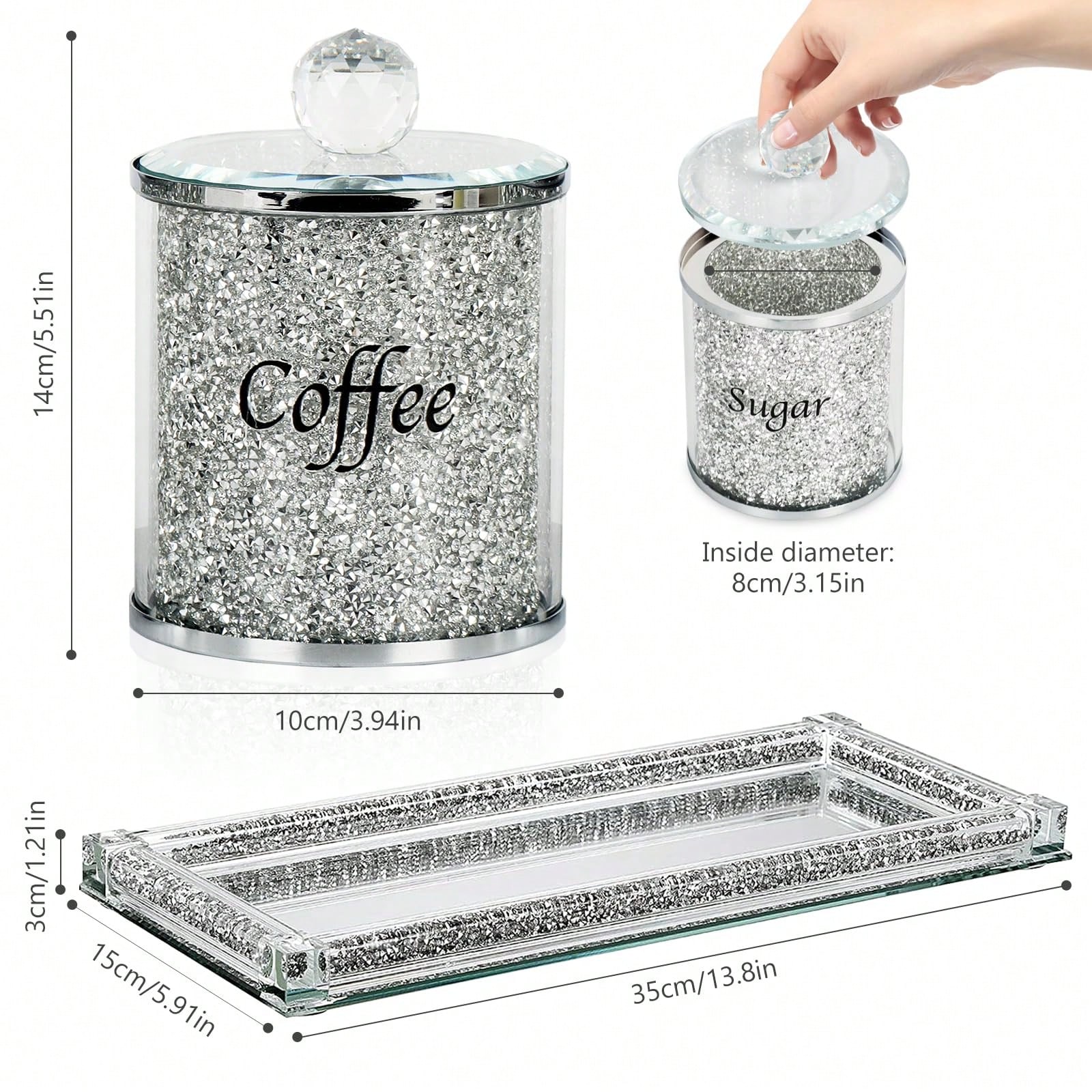커피 설탕 차 보관 용기 세트 반짝이는 글램 크러쉬드  - Coffee Tea Sugar Canisters 리뷰 및 가격