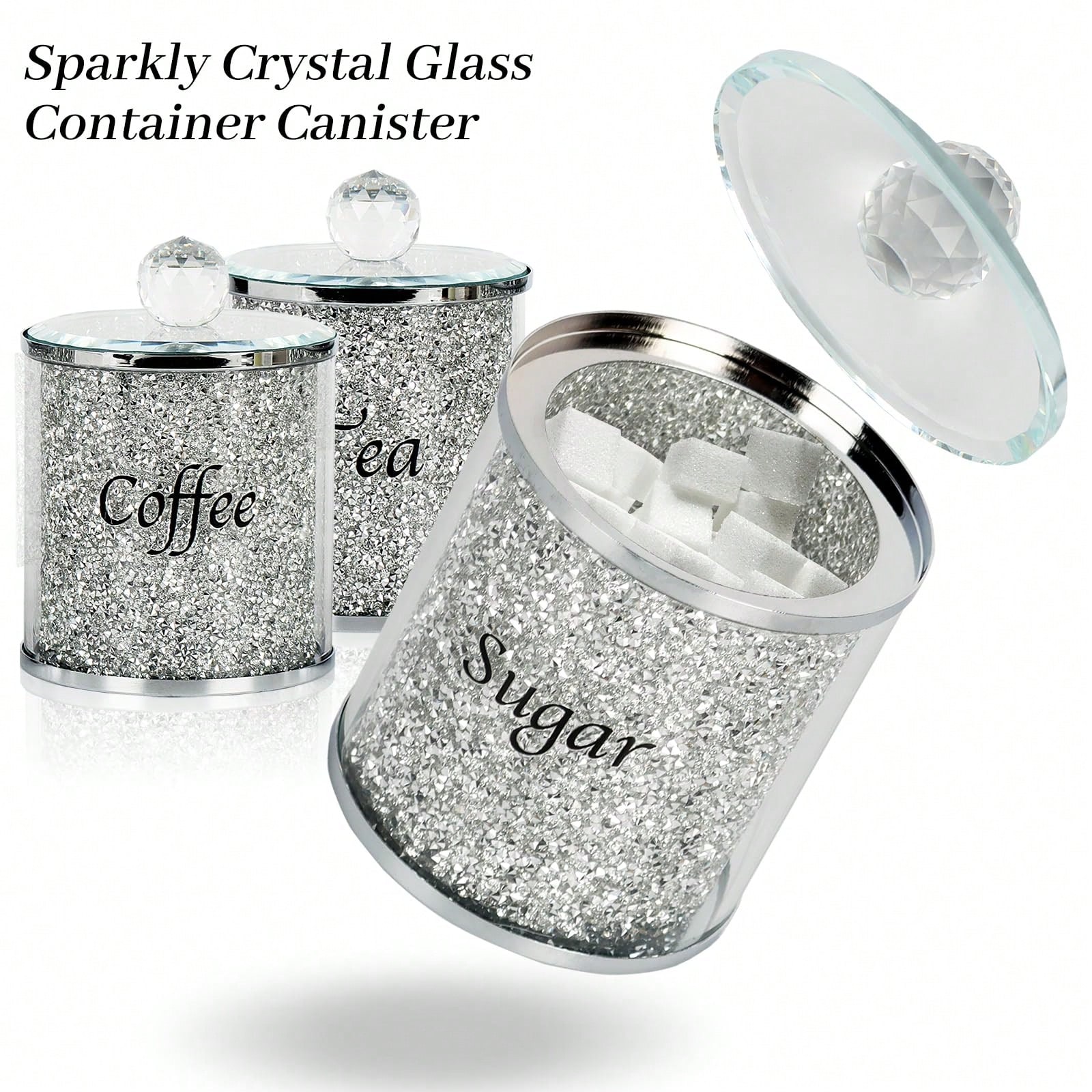 커피 설탕 차 보관 용기 세트 반짝이는 글램 크러쉬드  - Coffee Tea Sugar Canisters 리뷰 및 가격