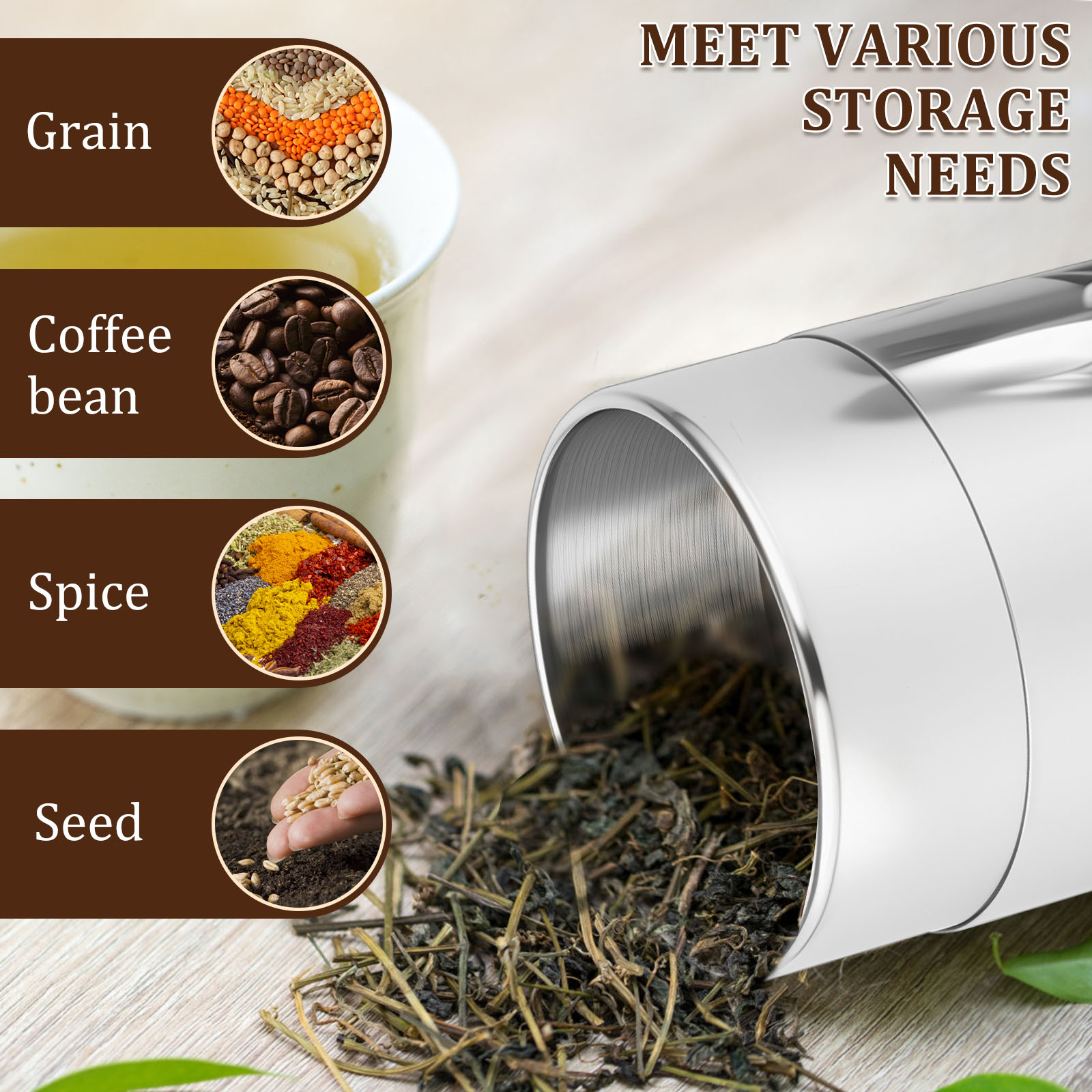 스테인리스 스틸 차잎 틴 캐니스터 두꺼운 이중 밀봉 커 - Coffee Tea Sugar Canisters 리뷰 및 가격